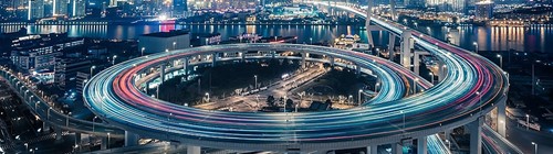 Aerial view of Shanghai by night